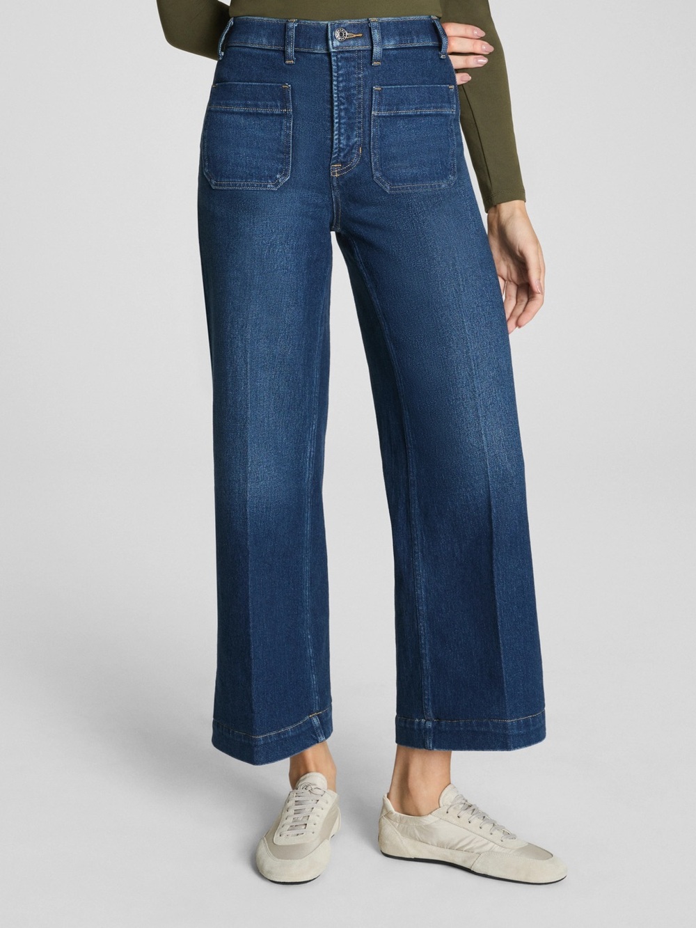 SPANX Dark Blue Wide-Leg High-Rise Jeans